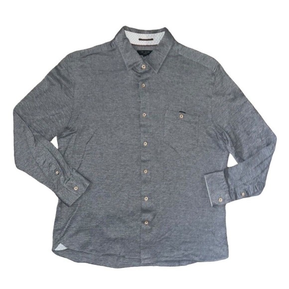 Ted Baker Other - Ted Baker London Timothy Shirt Black Gray Cotton Jersey Flip Cuff Men’s 5